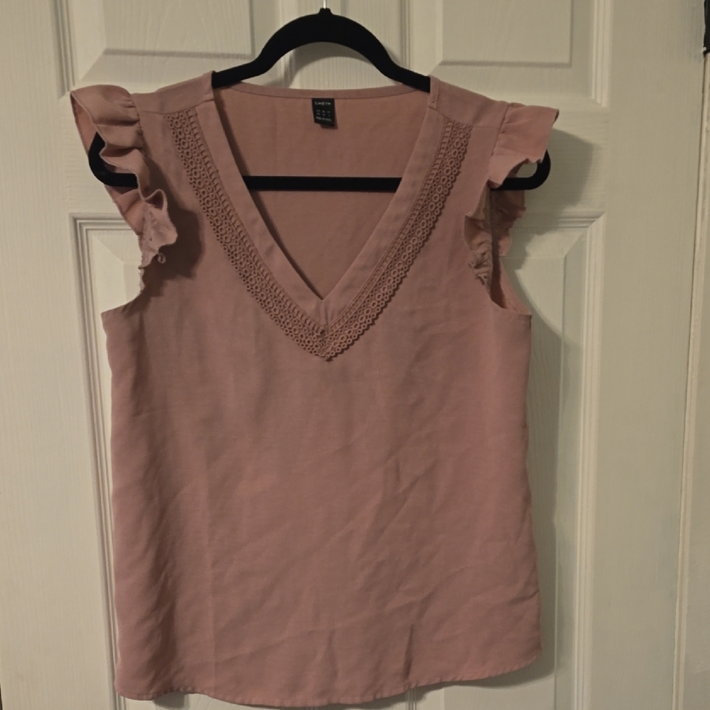 SHEIN Pink Ruffle Sleeve Blouse